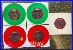 Beatles Colored Vinyl 7 Singles Rare Juke Box Pressings Set of 5