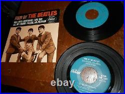 Beatles Rare Eap 1-2121 Capitol Records Four By The Beatles Jacket & 2 Vinyls