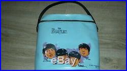 Nice Rare Vintage The Beatles 1965 Blue Vinyl Zip Around Lunch Bag with Handle