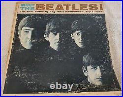 RARE PASTE-OVER Meet the Beatles 1964 Semi-Peeled MONO Vinyl Record LP Vintage