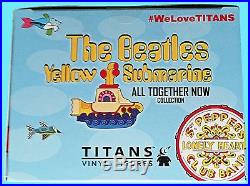 THE BEATLES 5 TITANS 4.5 FIGURE SET & CASES John Paul George Ringo Drum 50th