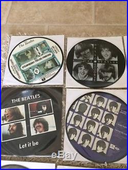 THE BEATLES COMPLETE 7 VINYL PICTURE DISC 1980s 20th ANNIVERSARY SET X22