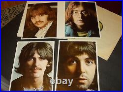 THE BEATLES Low Number WHITE ALBUM With 4 Photos and Damaged Poster