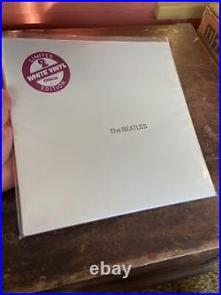 THE BEATLES WHITE ALBUM 2LP WHITE VINYL SEBX11841 with Band Photos Poster In Cello