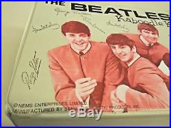 The Beatles 1964 NEMS Vinyl lunch box Kaboodle Kit Extra Pristine! Beige Superb