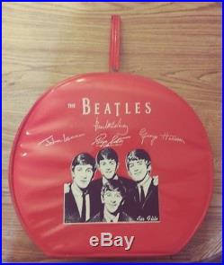 The Beatles 1964 Overnight Case red vinyl 13 by 12 with original handle RARE