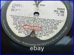 The Beatles Abbey Road RAREST LABEL ERROR LennonMcCartney UK 1969 1st Press LP