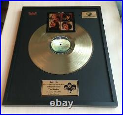 The Beatles Let It Be Vinyl Gold Metallized Record Mounted In Frame