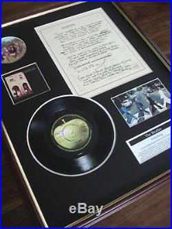 The Beatles Something Framed 7 Vinyl Single Handwritten Lyrics Display Montage