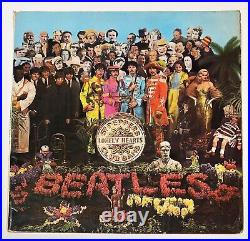 The Beatles-WIDE SPINE Sgt Pepper Vinyl Record LP Mono PMC 7027 with Inserts 1967